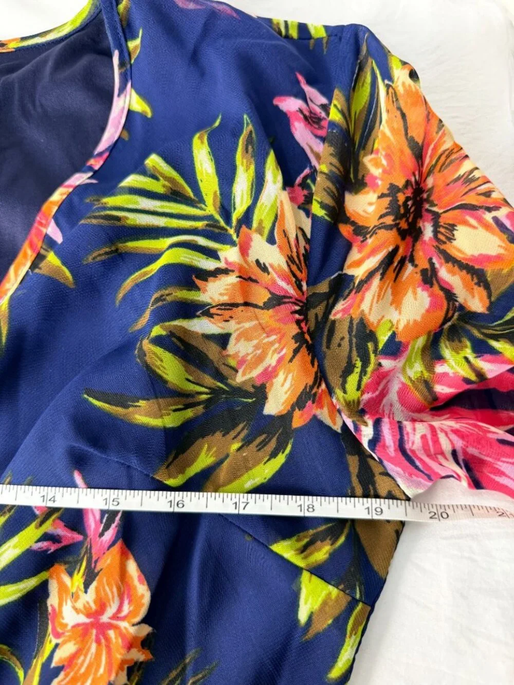 Renn Womens XL Tropical Floral Maxi Dress Blue Long Sleeve Belted NWT - Picture 11 of 16
